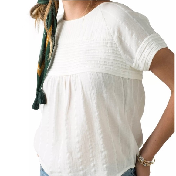 Prana Tops - Prana White Organic Cotton Baby Doll Boho Blouse Size Medium